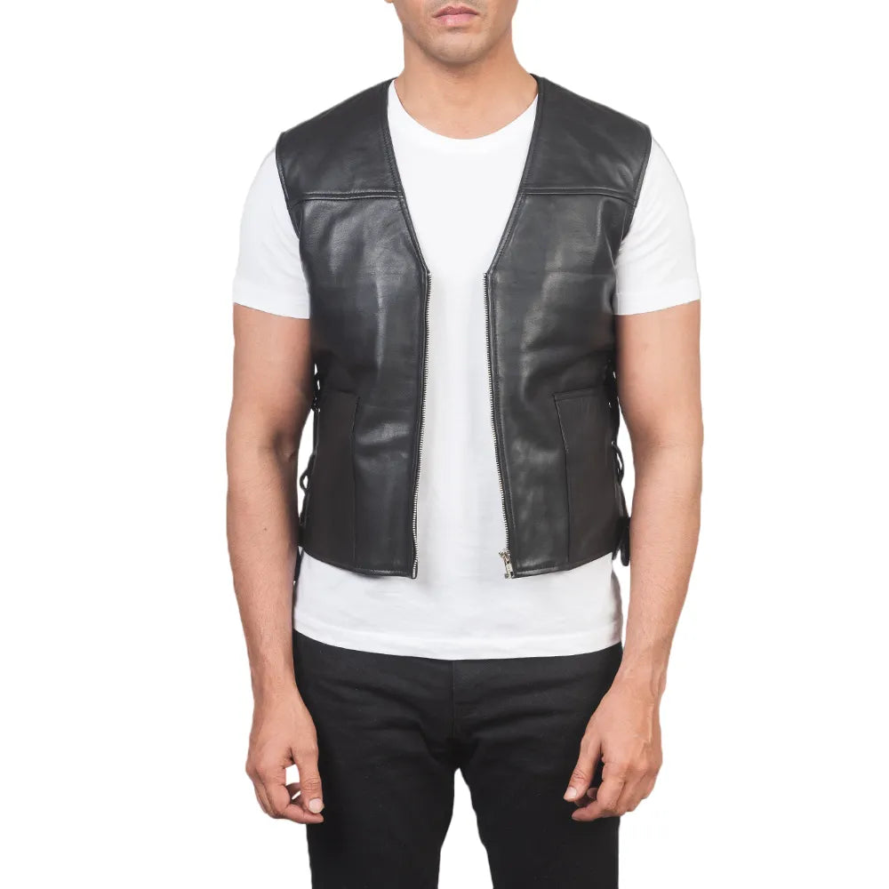 Black-Zip-Up-Leather-Vest-Open