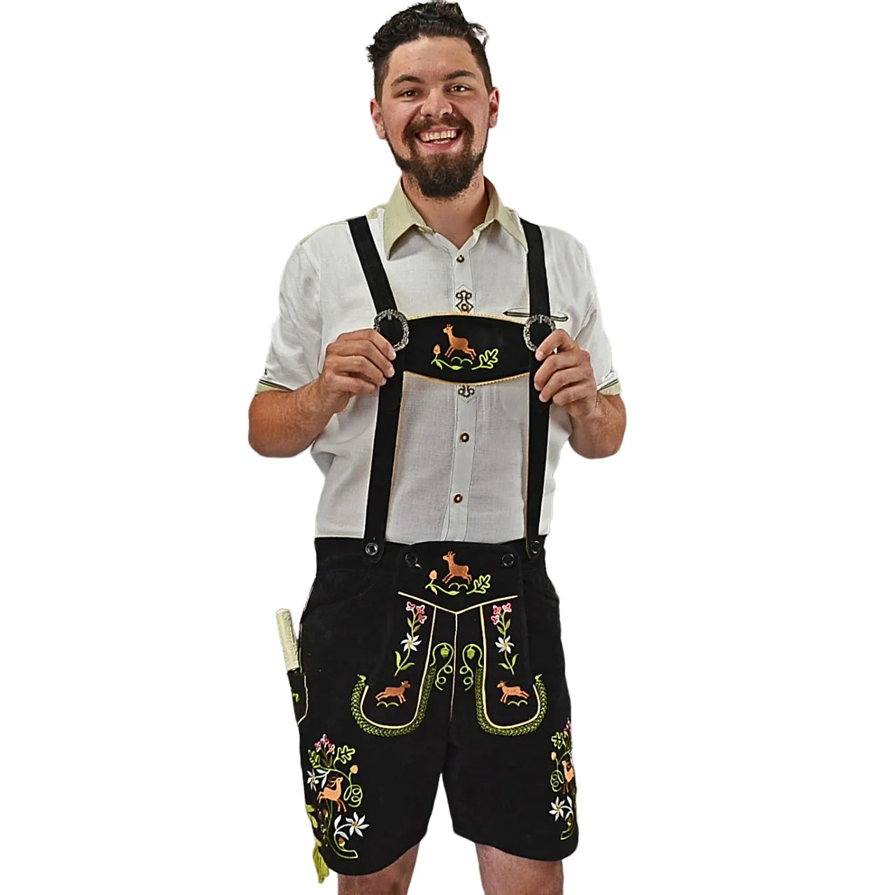 Colorful-Black-Lederhosen-with-Suspenders