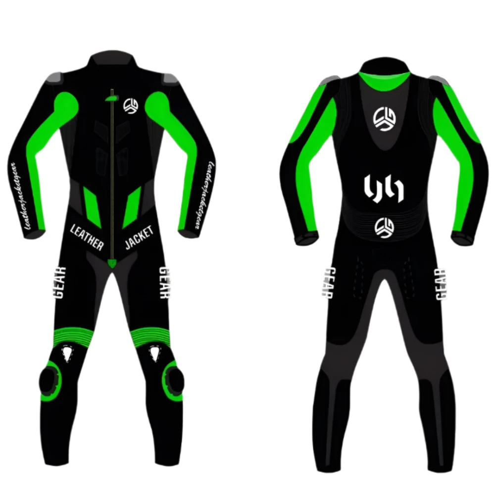 LeatherJacketGear-Black-Green-Race-Suit