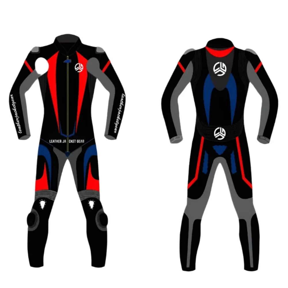 LeatherJacketGear-Black-Grey-Red-Blue-Race-Suit