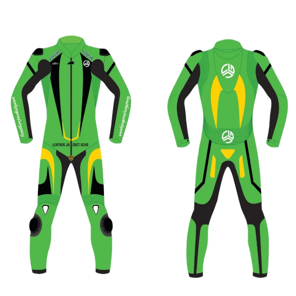 LeatherJacketGear-Green-Black-Yellow-Race-Suit
