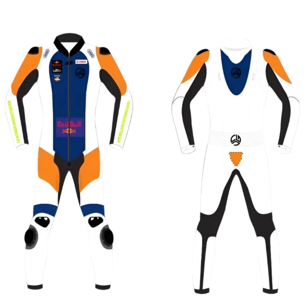 LeatherJacketGear-White-Blue-Orange-Race-Suit
