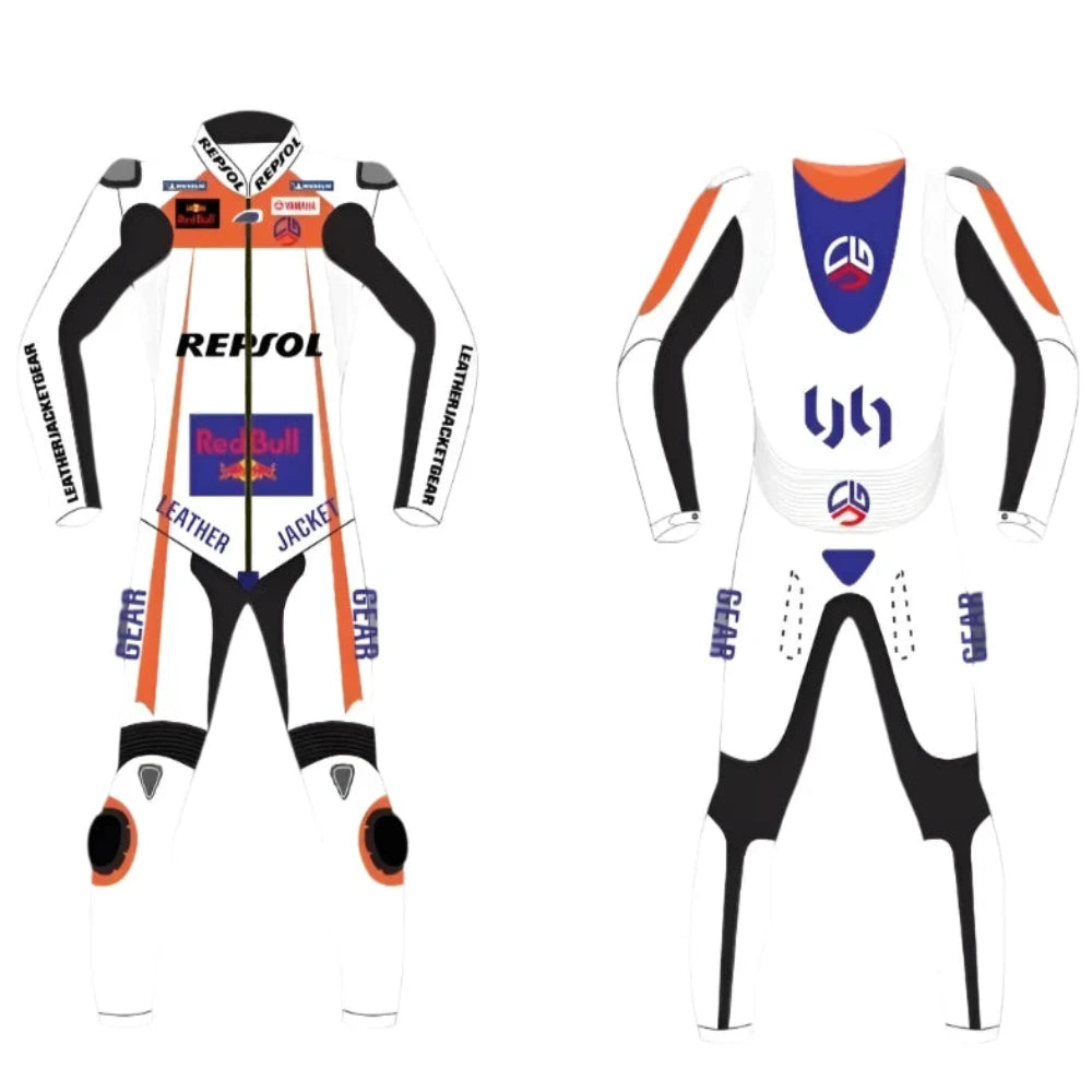 LeatherJacketGear-White-Orange-Race-Suit