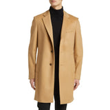 Mens-Beige-Wool-Blend-Coat-Model