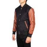 Mens-Black-And-Brown-Varsity-Jacket-Left