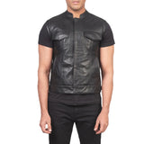 Mens-Black-Leather-Biker-Vest-Close