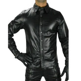 Mens-Black-Long-Sleeve-Collared-Shirt-Front