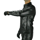 Mens-Black-Long-Sleeve-Collared-Shirt