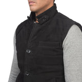 Mens-Black-Suede-Leather-Vest-Front