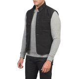 Mens-Black-Suede-Leather-Vest