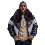 Mens-Black-and-Grey-Leather-V-Bomber-Jacket