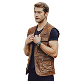 Mens-Brown-Leather-Retro-Vest
