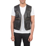 Mens-Brown-Leather-Safari-Vest-Open