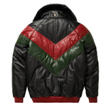 Mens-Multicolor-Lambskin-Leather-V-Bomber-Jacket-Back