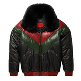 Mens-Multicolor-Lambskin-Leather-V-Bomber-Jacket