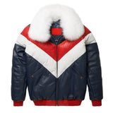 Mens-Multicolor-Leather-V-Bomber-Jacket