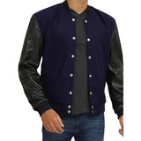 Mens-Navy-Blue-And-Black-Varsity-Jacket