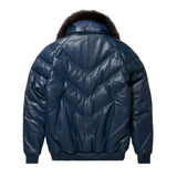 Mens-Navy-Leather-V-Bomber-Jacket-Back