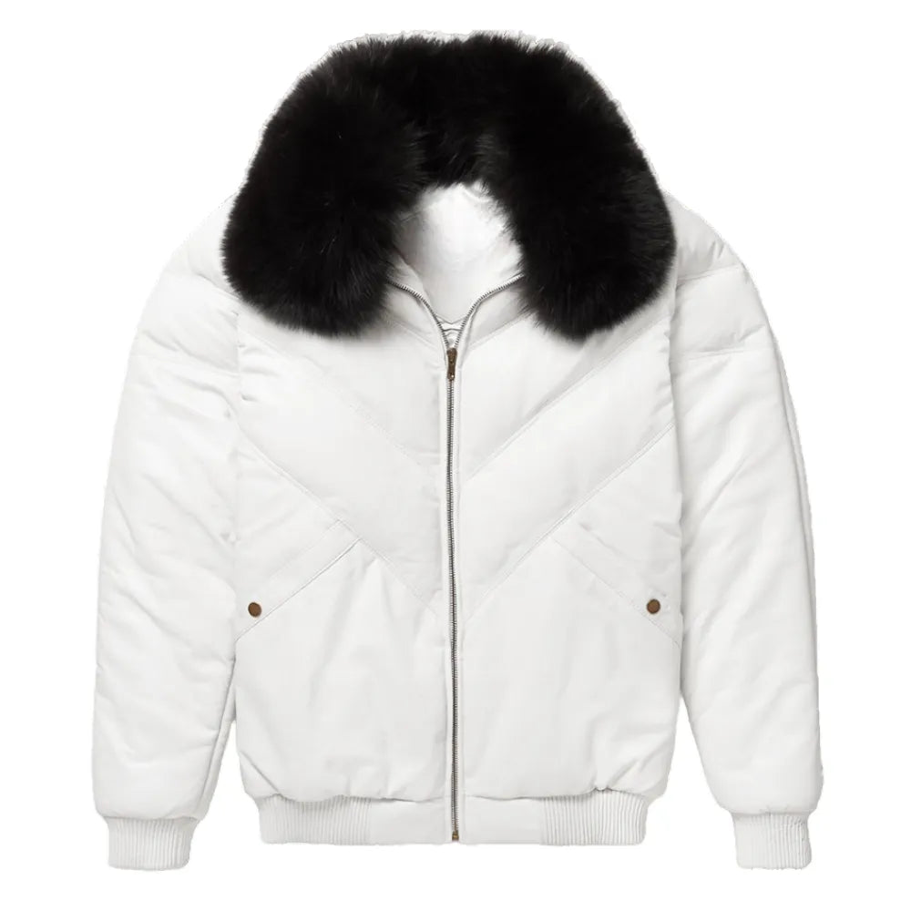 Mens-White-V-Bomber-Leather-Jacket