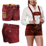 Women-Lederhosen-Hot-Pant-Cherry-Red-Left