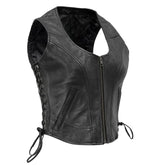 Womens-Black-Leather-Vest-Side-Laces-Front