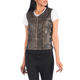 Womens-Distressed-Brown-Leather-Biker-Vest-Close
