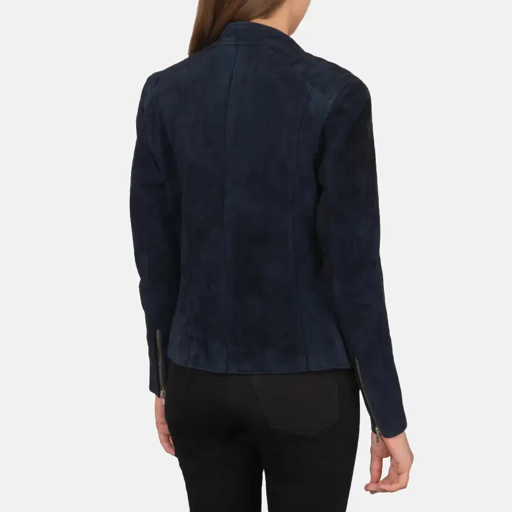 Womens-Navy-Blue-Suede-Biker-Leather-Jacket-Tilted-Back