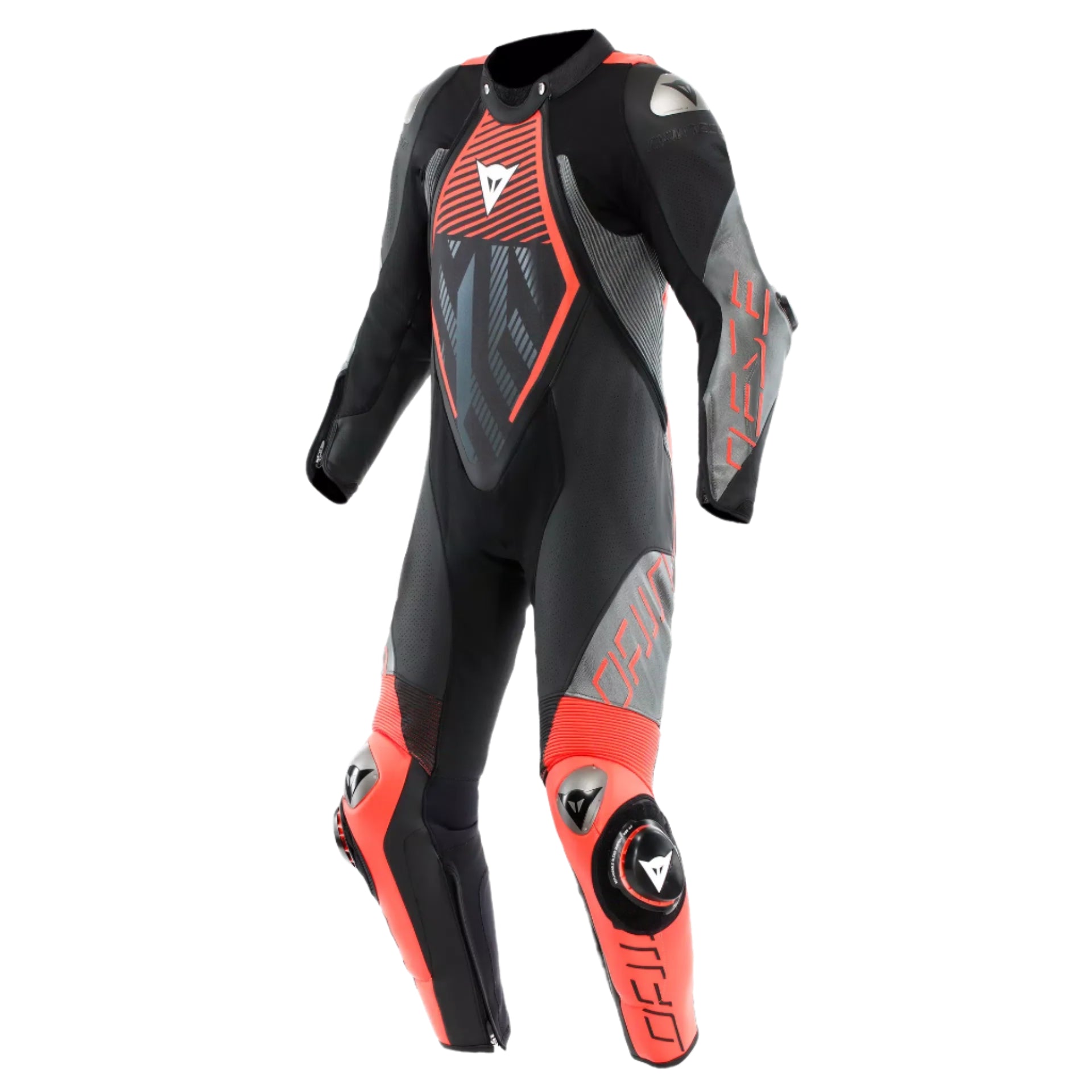 dainese-audax-d-zip-mens-1pc-perforated-suit-black-red-anthracite-front