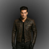 mens-cafe-racer-distressed-brown-leather-jacket-model-shoot