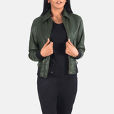 Ava Ma-1 Green Leather Bomber Jacket-2