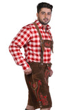 Bavarian Herren Lederhosen Brown Red-2