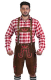 Bavarian Herren Lederhosen Brown Red