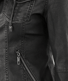 Womens Black Hooded Bomber Leather Jacket-3