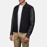 Mens Blain Black Hybrid Bomber Jacket-4