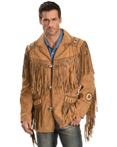 Brown Fringe Leather Jacket Mens-1
