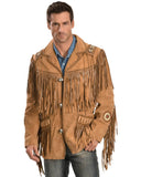 Brown Fringe Leather Jacket Mens-1