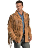 Brown Fringe Leather Jacket Mens-2