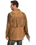 Brown Fringe Leather Jacket Mens-3