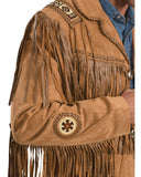 Brown Fringe Leather Jacket Mens-4