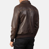 Brown Leather Bomber Jacket-2