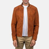Brown Suede Bomber Jacket Men-3