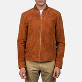 Brown Suede Bomber Jacket Men