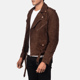 Brown Suede Motorcycle Jacket Men-2
