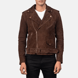 Brown Suede Motorcycle Jacket Men