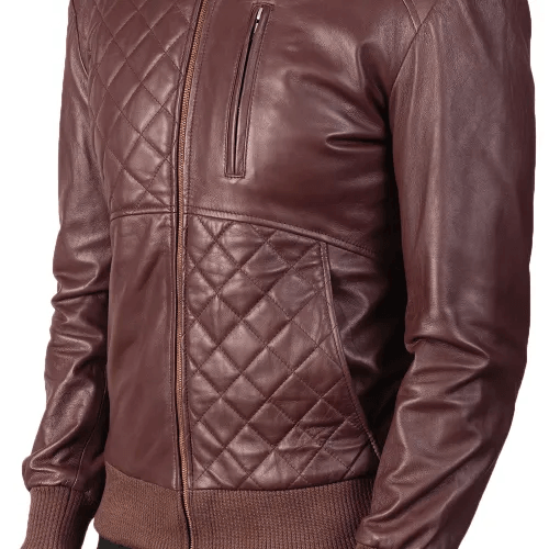 Mens Burgundy Leather Jacket-4