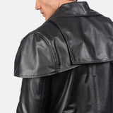 Mens Classic Black Leather Duster-1