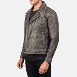 Distressed Leather Motorcycle Jacket Men-1