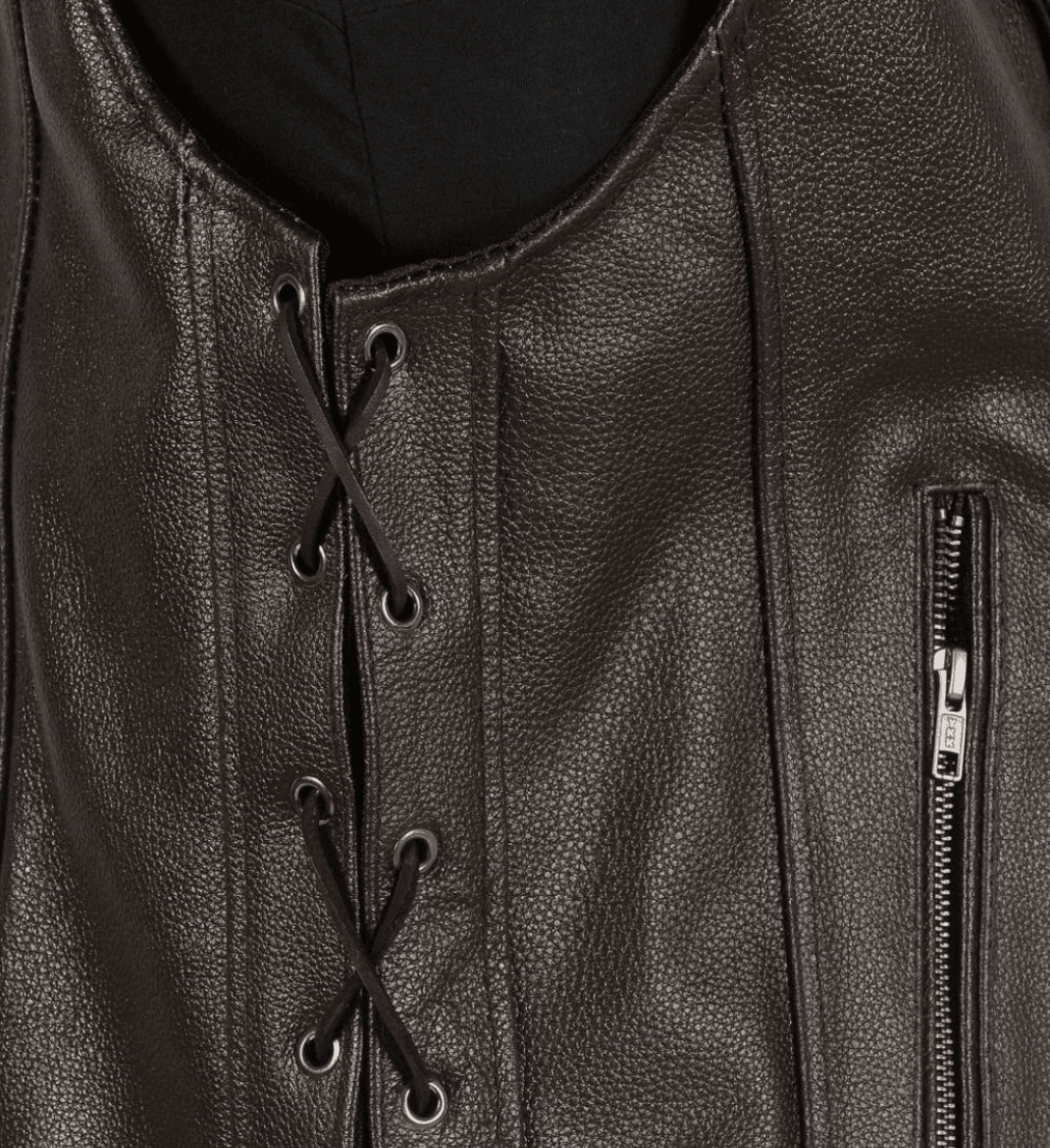 Enigma Brown Leather Vest Men-5