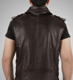 Enigma Brown Leather Vest Men-6