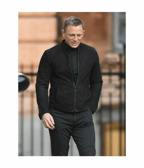 James Bond Men's Black Leather Suede Jacket